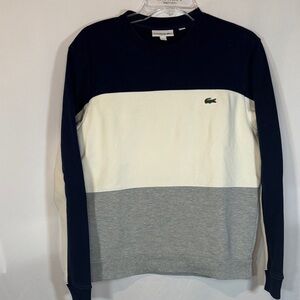 Lacoste Men's Crewneck Sweater - Dark Blue, White, Light Gray